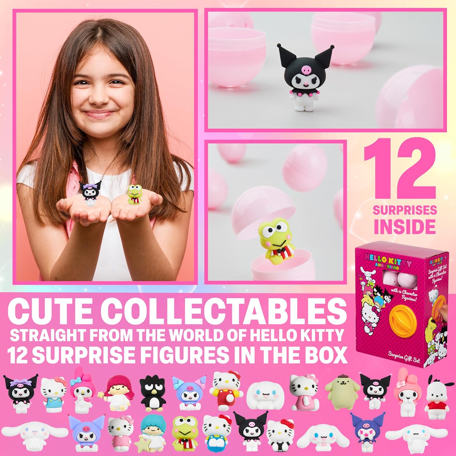 Hello Kitty and Friends Mystery Surprise Capsules with 12 Pcs Sanrio 3D Figurines Kuromi Cinnamoroll My Melody Kawaii Desk Decor Gifts for Girls (Multi Random 12 Pcs) - Image 2