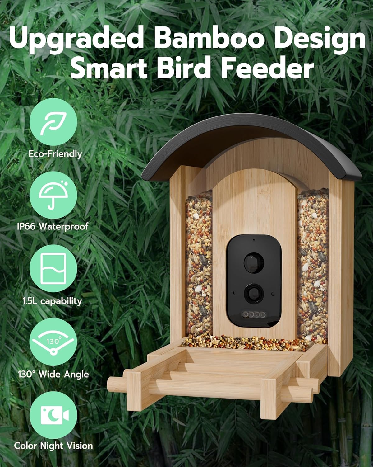 Bird Feeder with Camera, Smart Wild Bird Feeder for Outdoors with AI Identify, Solar Bird Feeder Watching Camera Auto Capture Birds & Real-time Notifications, Gifts for Birdlover (Arch) - Image 5