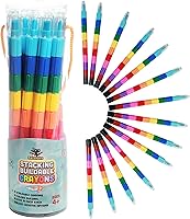 Vista 5 de Stacking Crayons, 15 pc Set, Buildable and Stackable for Drawing, Coloring, or Arts and Crafts, Large Preschool Friendly Connect Pieces, Party Favor