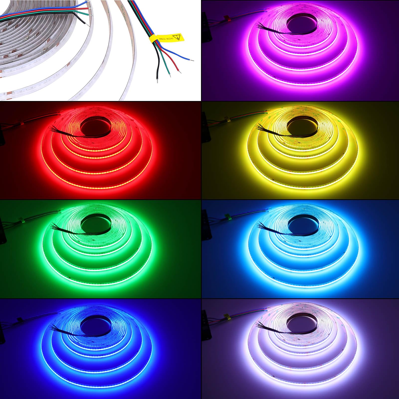 GOMING Rutyna Taśma LED COB RGB 24V 10M 576LED/M 14W/M Wysoka Jasność Jednolite Światło IP20 Nie Wodoodporny Elastyczny Pasek LED dla DIY Dekoracja Domu(Zasilacz i Kontroler nie są Dołączone)