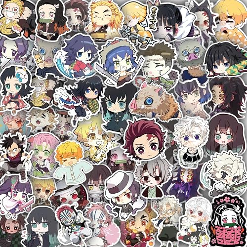 SHIVOID® 50+PCS Anime Demon Slayer Aesthetic Stickers – Waterproof Anime Stickers for Laptop, Guitar, Notebook & More | Tanjiro, Nezuko, Hashira & Cool Decals
