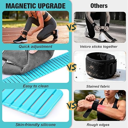 Miniatura 4 de 2 pesas magnéticas ajustables para tobillo y muñeca para mujeres y hombres, 1 libra cada una, perfectas para correr, nadar, yoga, cardiovascular y
