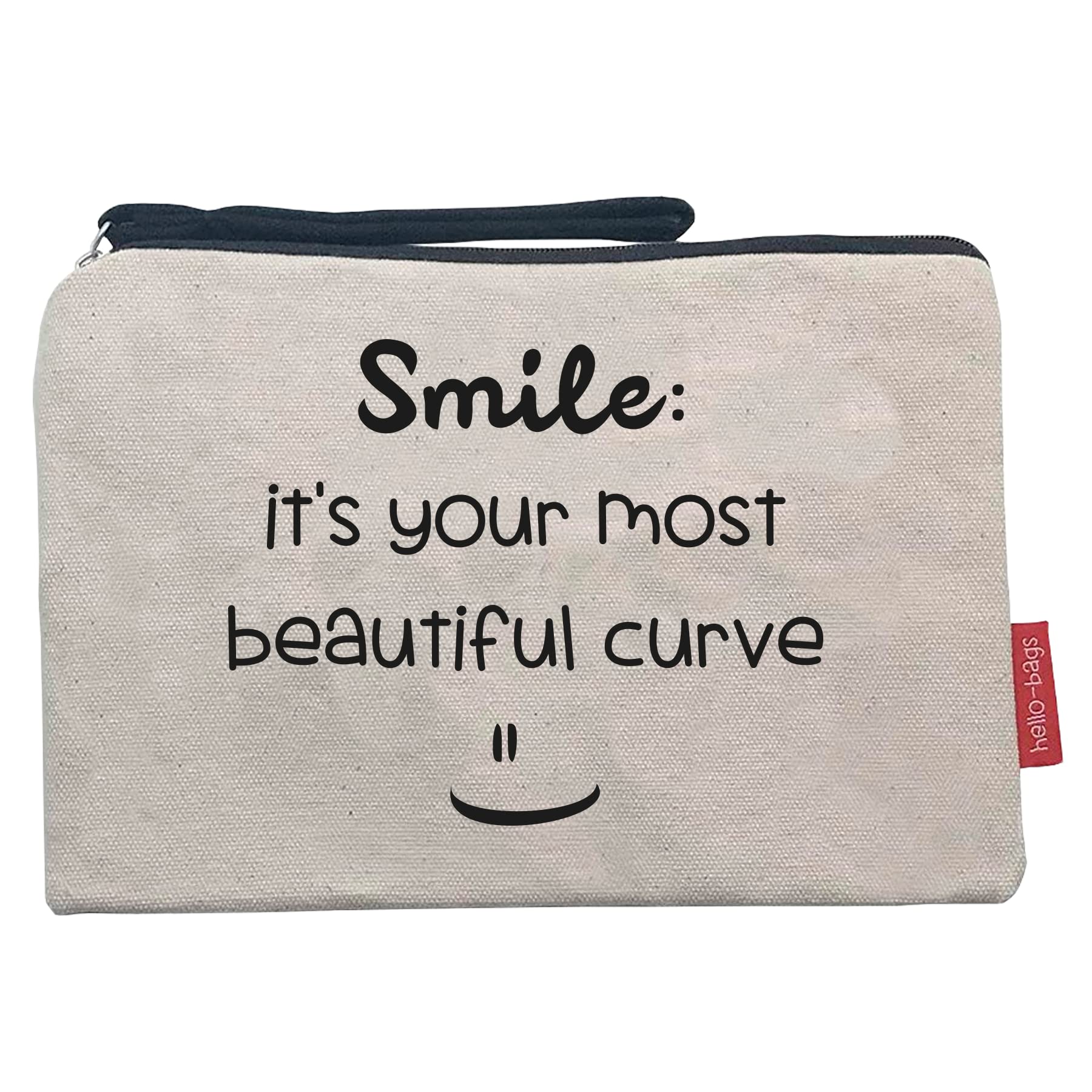 Hello-Bags Women's B-002-Smile Toiletry Bags/Handbags, Ecru, Medium