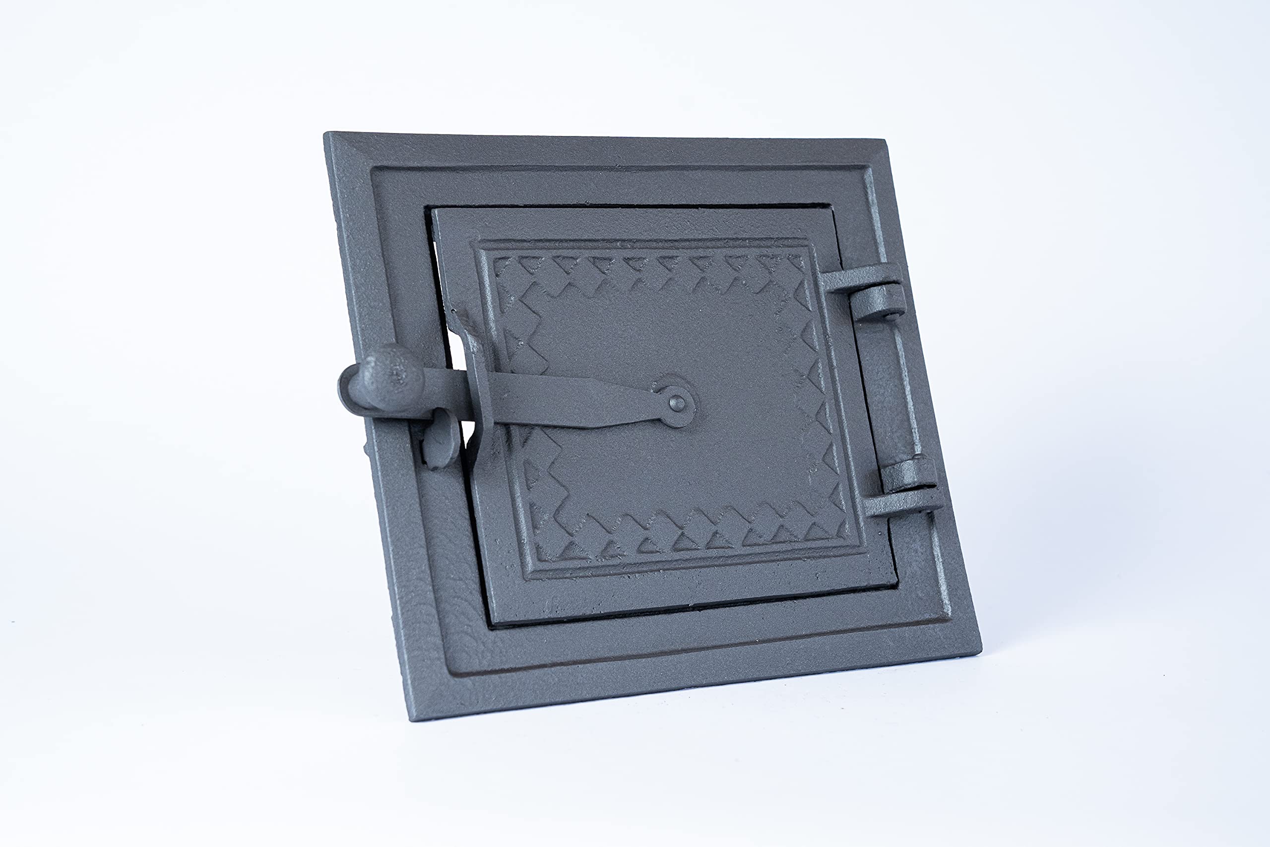 Euro Sezam - puerta de horno de hierro fundido de grafito - puerta de horno maciza y gruesa - puerta de horno de pizza - DZ057 - puerta simple con cerradura - 255x215 mm