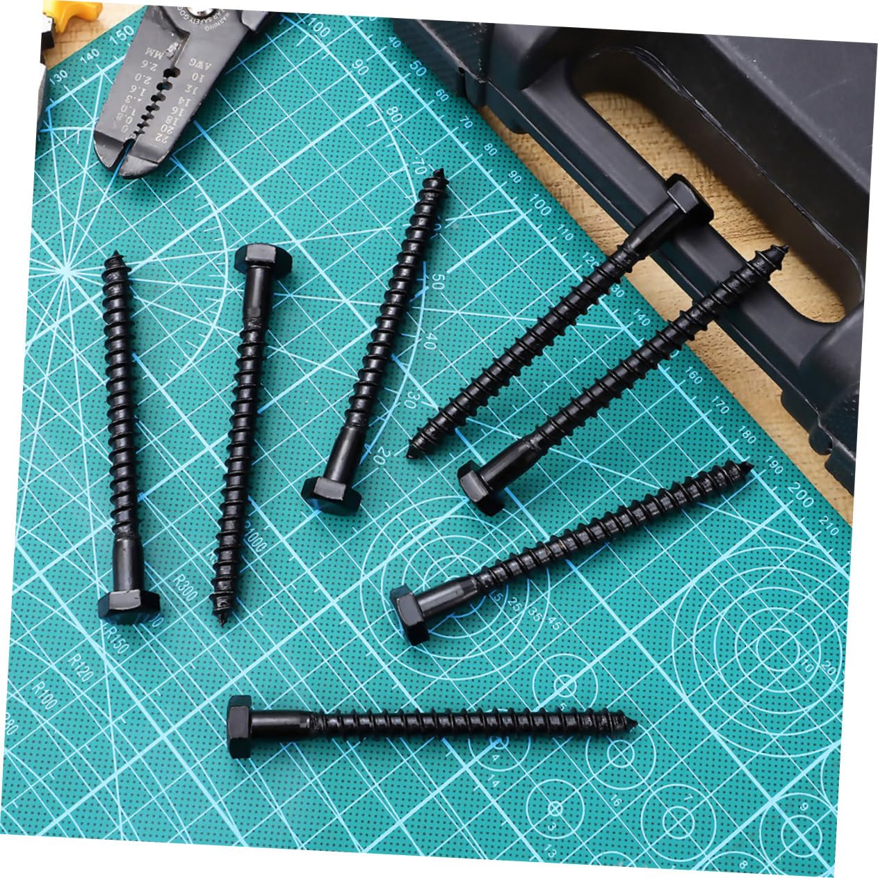 Veemoon Lot de 20 Tire-fonds Noirs en Acier Carbone Tête Carrée Unique, Filetage M8, pour Construction Bois et Réparations Maintien Sécurisé et Polyvalent