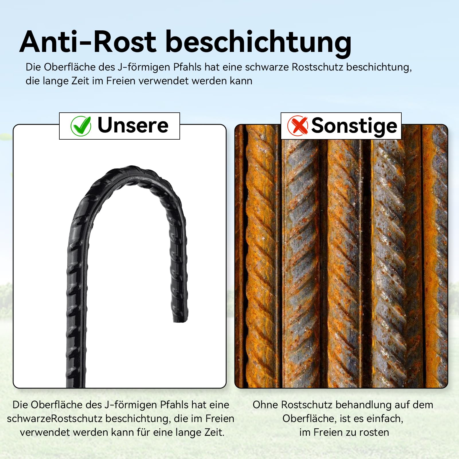 Lot de 36 piquets d'ancrage au sol de 30 cm - Crochets en J - En acier galvanisé - Pour sécuriser trampoline, tentes, auvents, camping, clôture