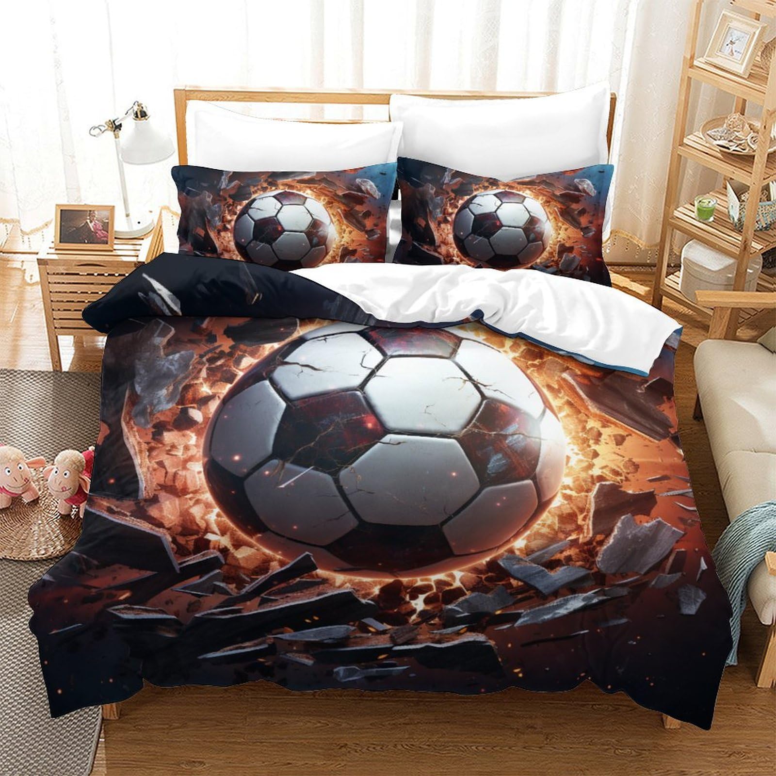Housse de couette football 220x240cm, le cadeau idéal pour décorer une chambre de jeune