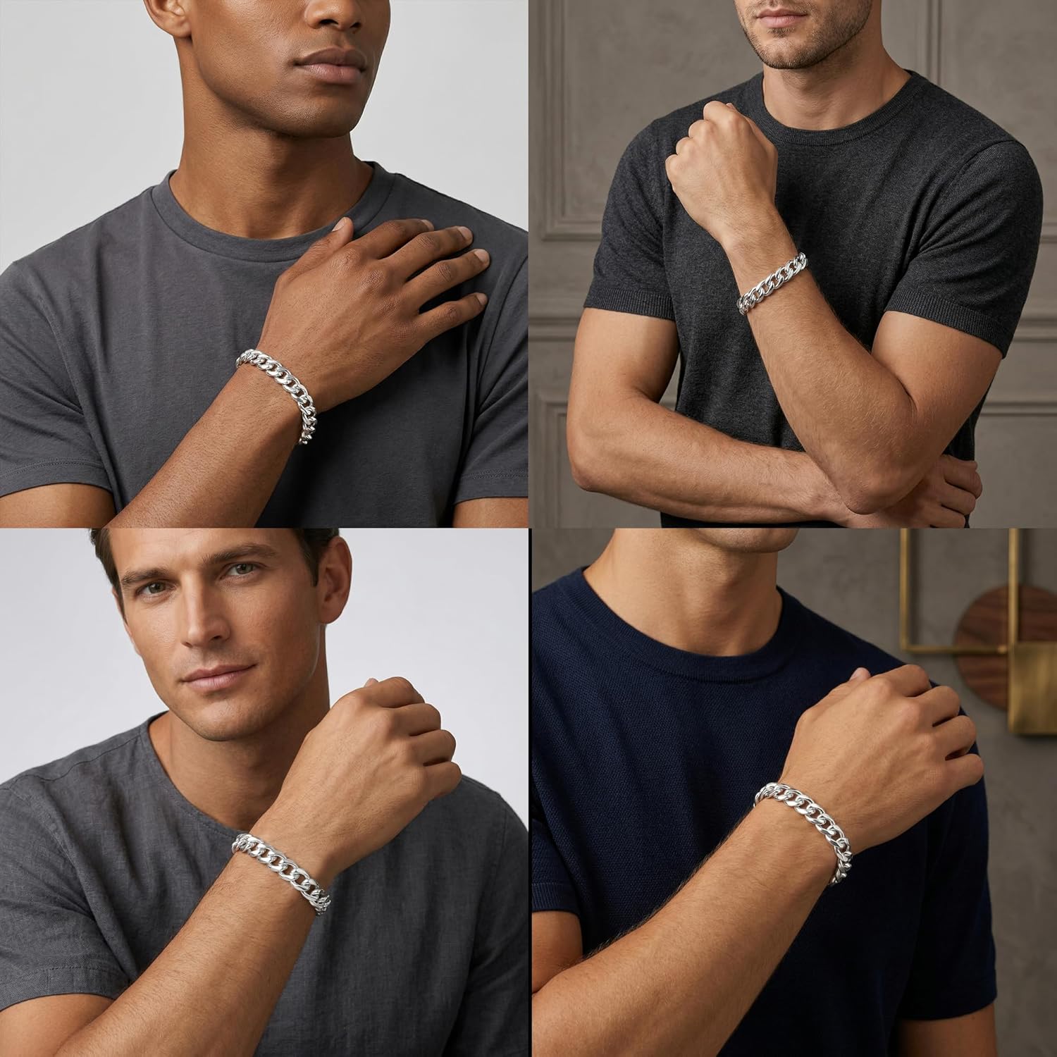 S925 Sterling Silver Cuban Link Bracelet for Men - 12MM S925 Sterling Silver Over Cuban Chain Bracelet Diamond Cut Silver Bracelets Gifts for Men 7.5/8/8.5/9Inch
