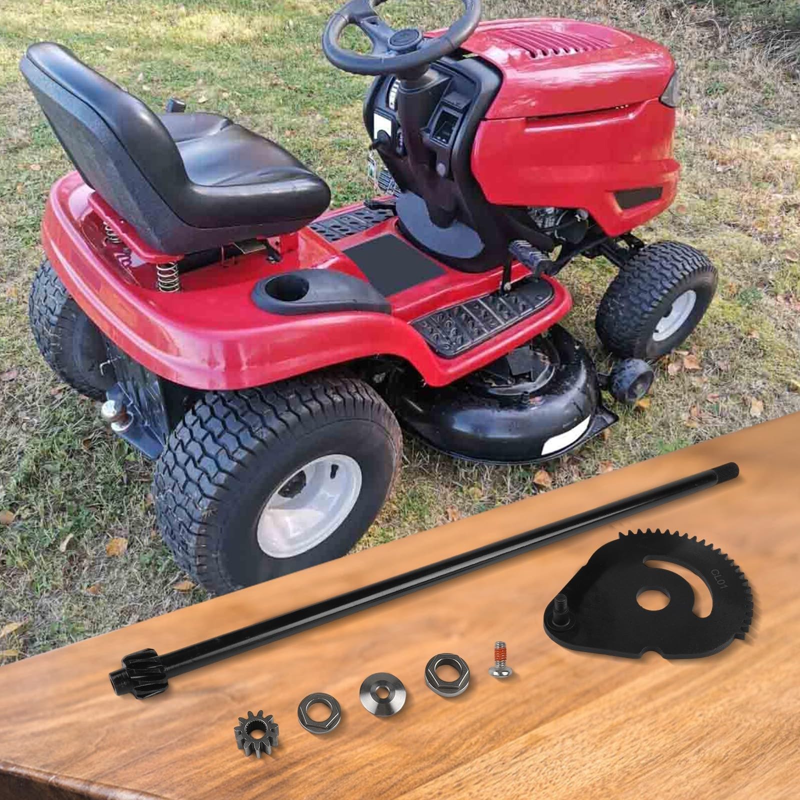 Wał drążka kierowniczego z zespołem przekładni i czterema tulejami do kosiarek rzemieślniczych i napraw układu kierowniczego ciągnika Troy-Bilt