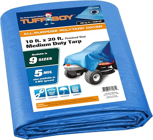 TUFFBOY Lona impermeable de 10 x 12 pulgadas, lona impermeable, cubierta de lona de polietileno resistente a los rayos UV, lona a prueba de