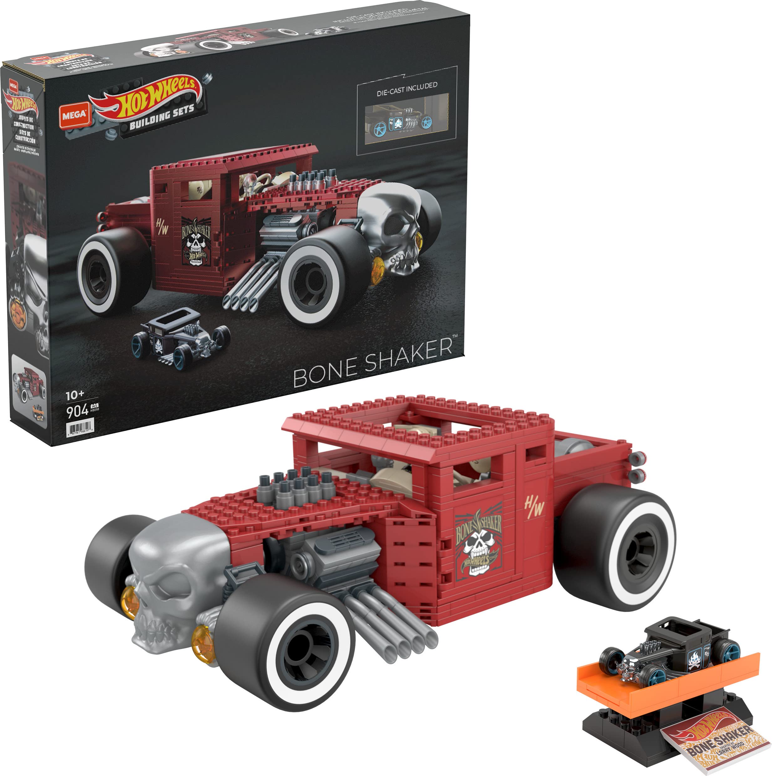 MEGA Hot Wheels Set Da Costruzione Aston Martin Vulcan – 635 Pezzi + Modellino Die-Cast Incluso – Regalo Per Collezionisti, HMY97