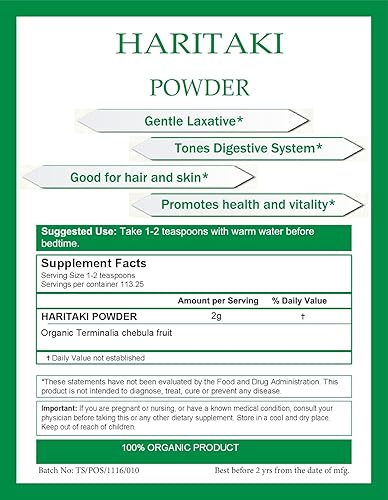 Miniatura 3 de Polvo Haritaki orgánico - Hierbas Kailash - Certificado orgánico USDA, 12 libra - Chebula Terminalia - Desintoxicación y rejuvenecimiento para Vata*