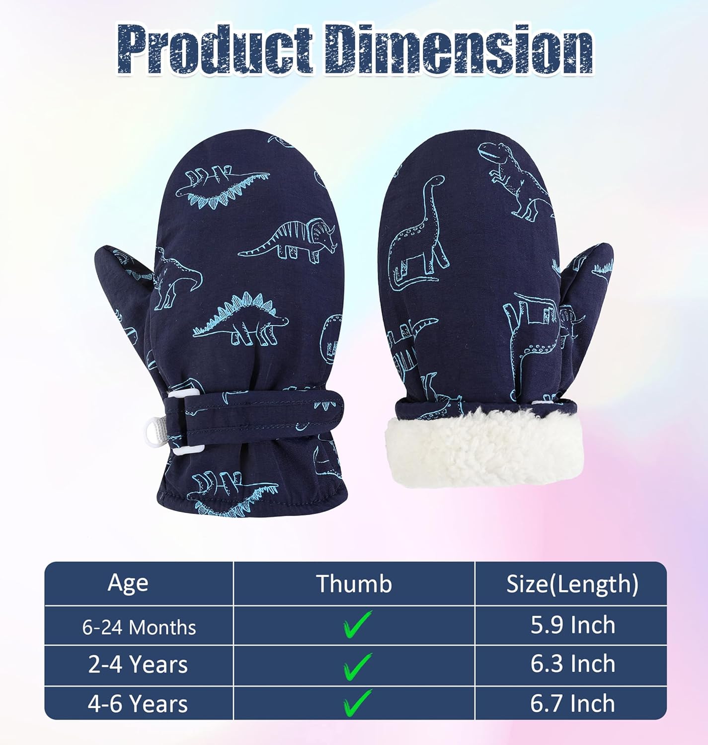 Toddler Mittens Waterproof Toddler Snow Gloves Fleece Lined Toddler Gloves Kids Winter Mittens for Boys Baby Mittens - Image 7