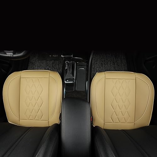 Miniatura 4 de JOJOBAY Paquete de 2 fundas de cuero para asiento de automóvil, fundas de asiento inferior para automóviles, protector de asiento delantero, apto