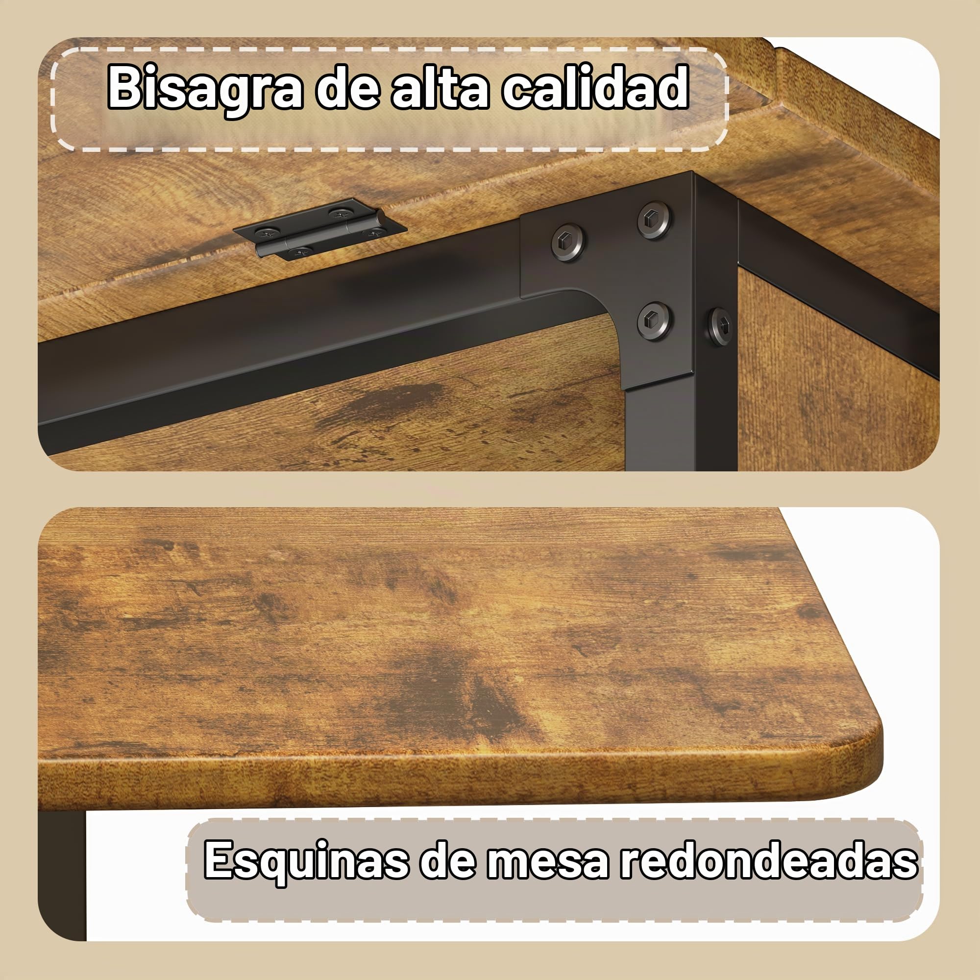 Mesa de Comedor Plegable, Mesa de Cocina Plegable con 6 Ruedas y 2 Estantes Abiertos para Espacios Pequeños, Cocina, Comedor para 4-6 Personas, 130 x 80 x 74 cm (Retro)