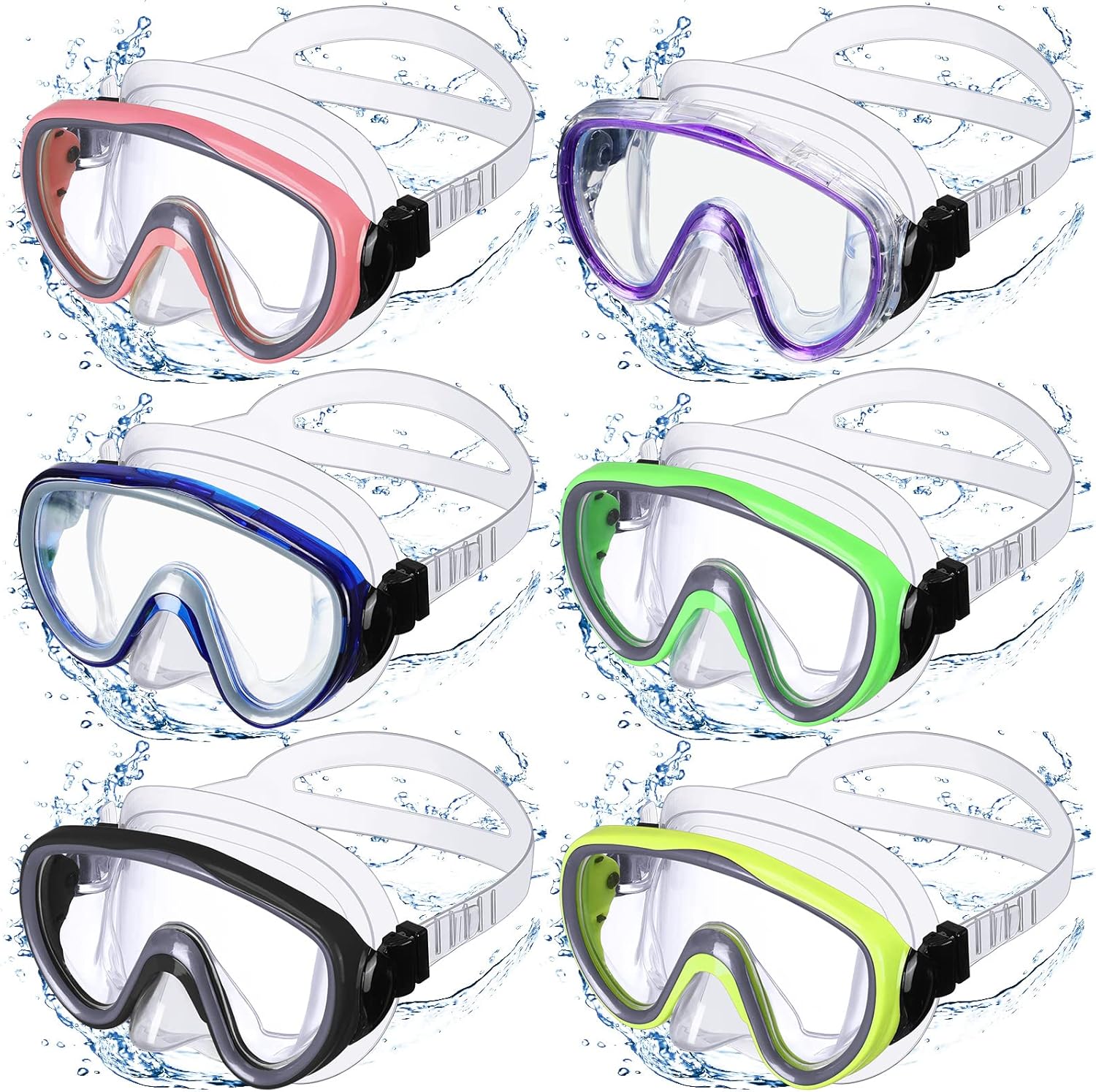 6 Pcs Adult Swimming Goggles with Nose Cover Anti Fog