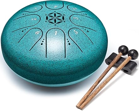 Steel Tongue Drum, 6 Inch 8 Notes Percussion Instrument for Musical Education, Meditation, Relaxation, Calming, Music Gift for Family Friend Adult Beginner (Malachite)