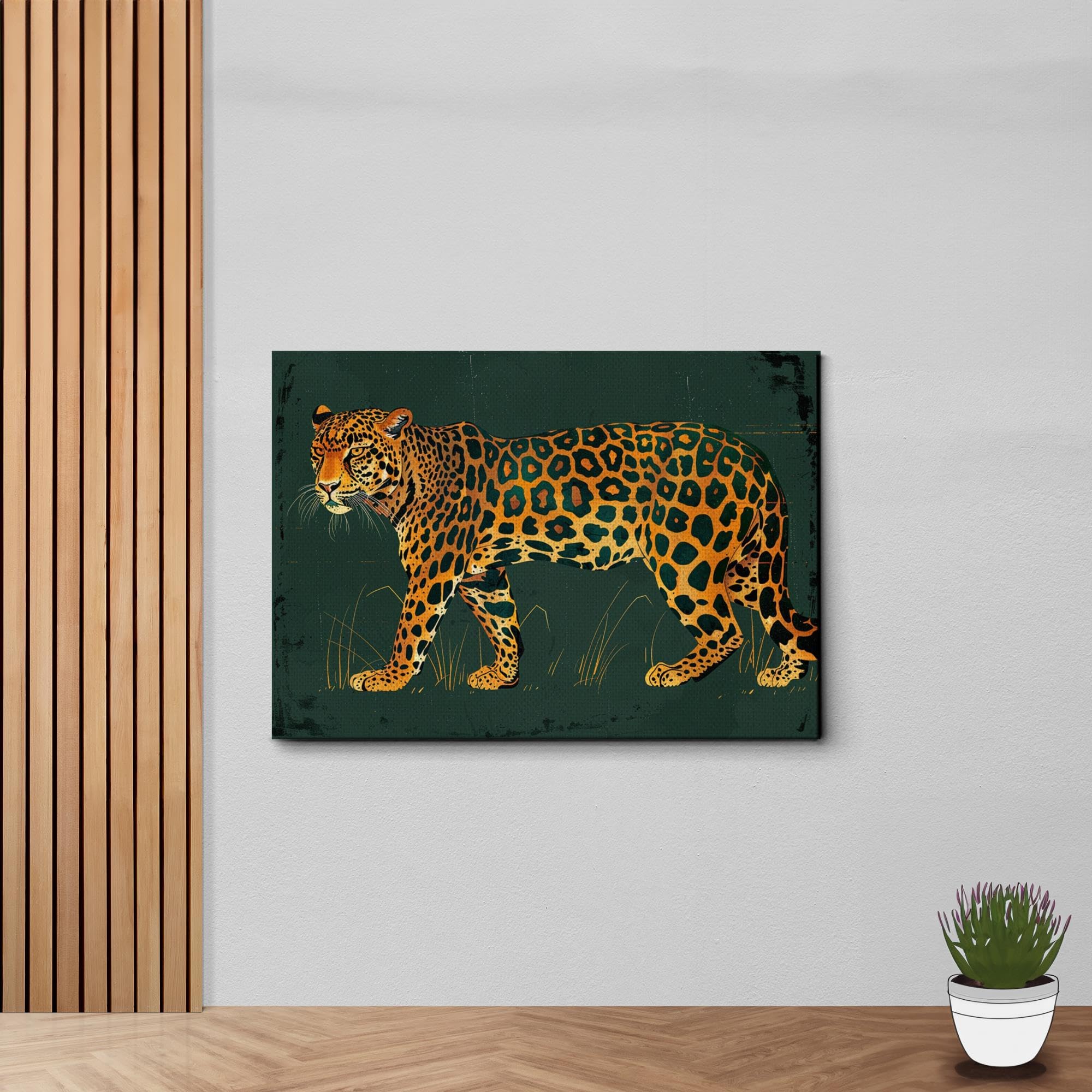 Amazon.com: Canvas Print Cheetah Green Wall Art Leopard Wall Art