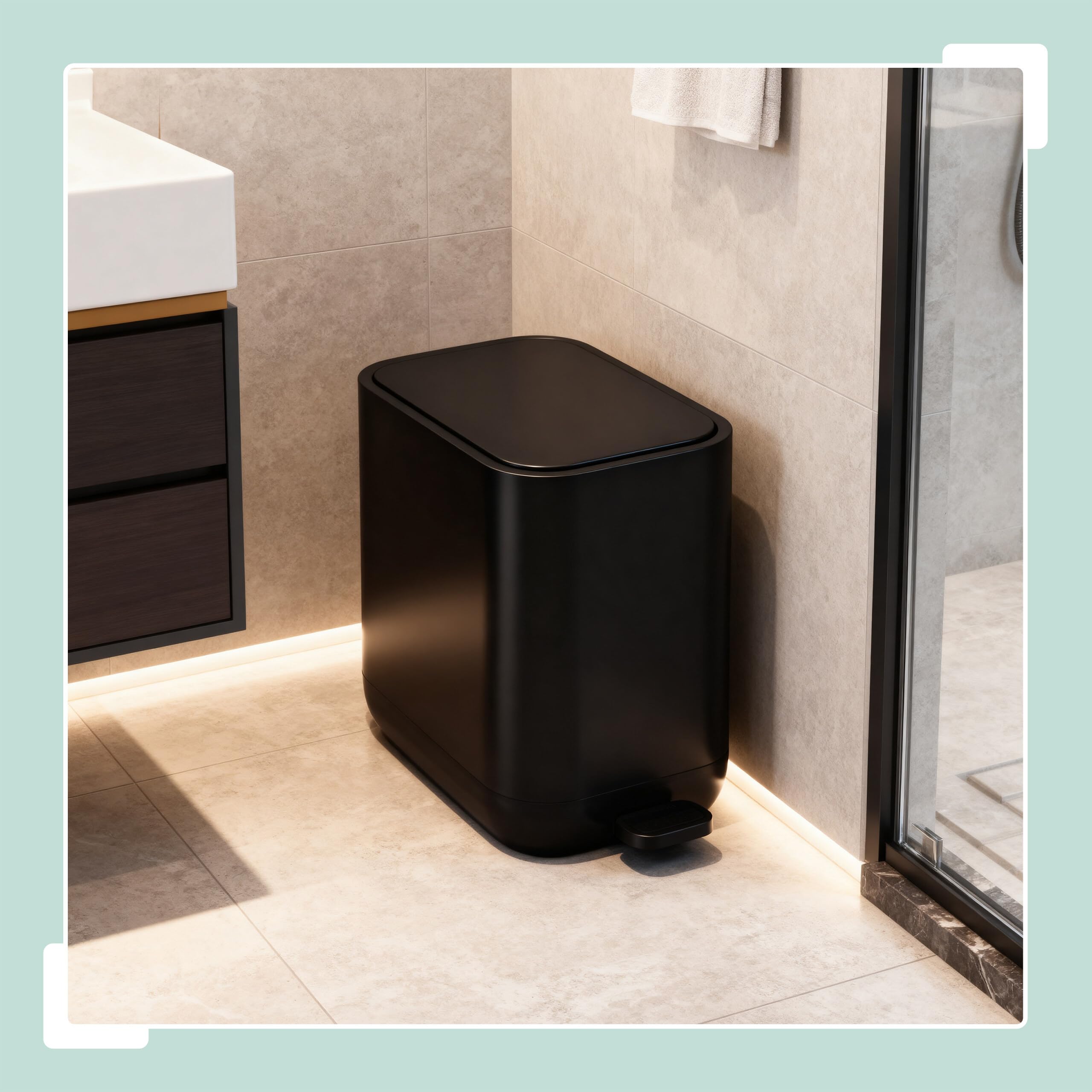 Relaxdays Cestino Relaxdays, 7 L, Chiusura Soft, Secchio Interno Rimovibile, plastica Opaca, a Pedale, Nero, 30x18x28 cm