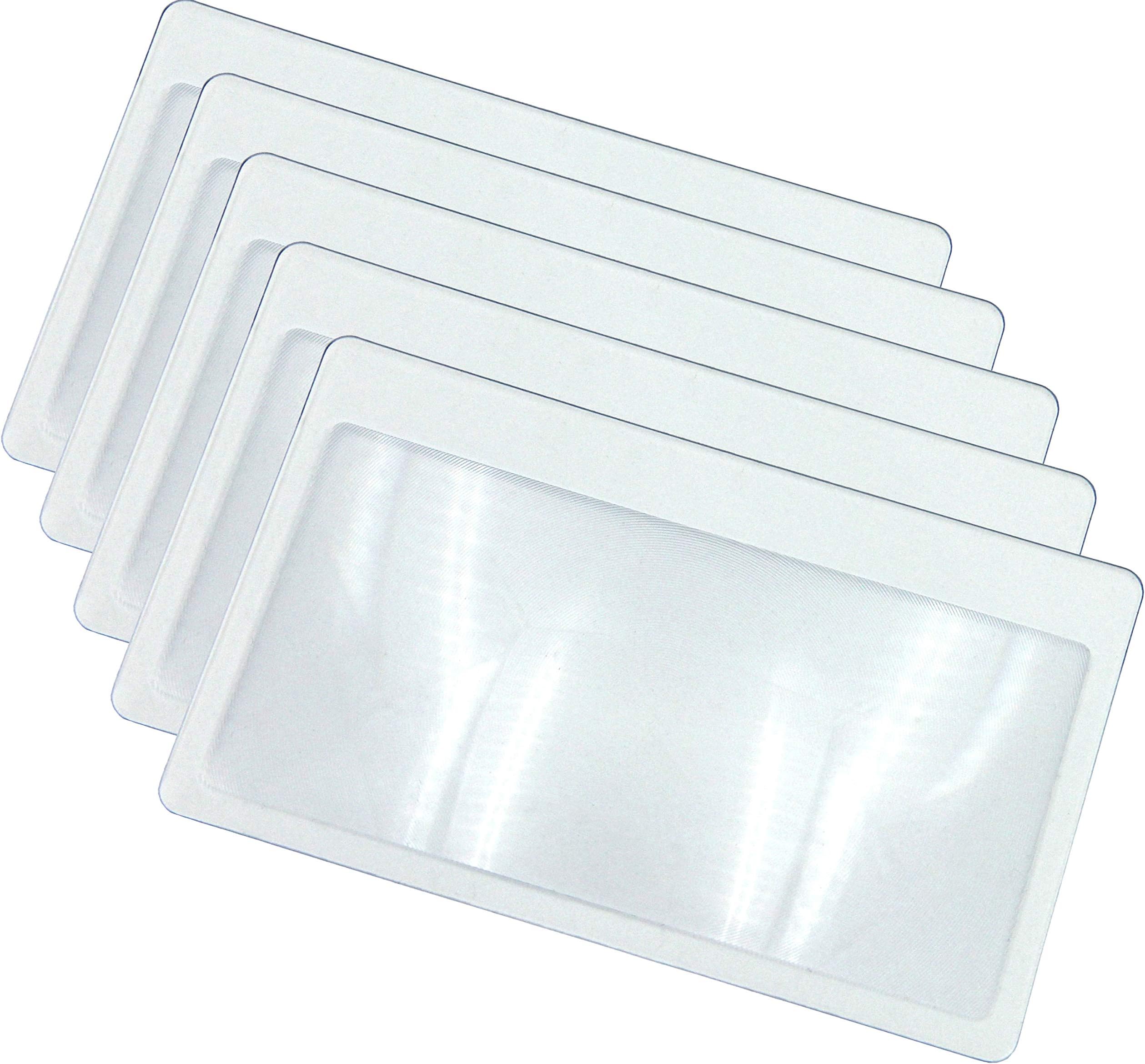 ThoraniPack Of Credit Card Size Pocket Magnifiers - Small Card Magnifier With 3X Magnification, Ultra Thin, Flexible And Shatterproof (Transparent, 5)