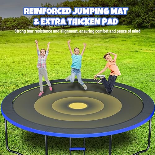 Miniatura 5 de Trampolín de 12 pies y 14 pies, trampolines para exteriores para niños y adultos, trampolín recreativo con red de cierre y escalera, trampolín