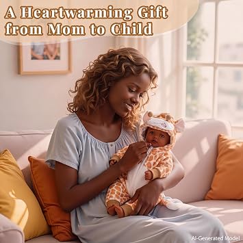 BABESIDE Adorable Lifelike Black Baby Doll - 17 Handmade Realistic African American Baby Dolls with Premium Outfit & Accessories Pretend Play Gift for Age 3+