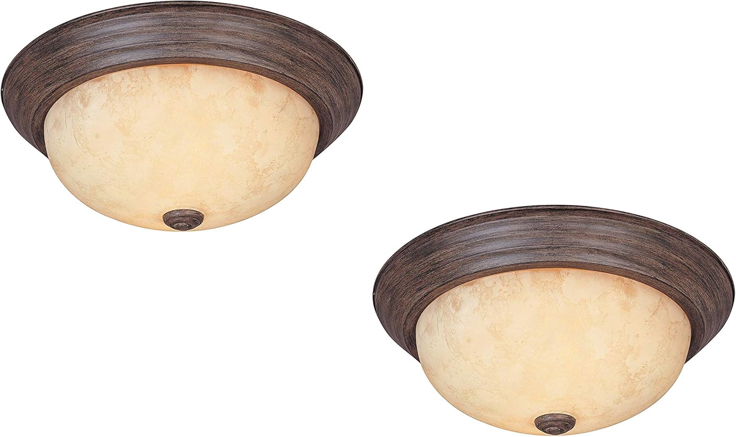 Flushmount Ceiling Light Warm Mahogany 2-Light 11" Fixture (Mahogany Pack of 2)