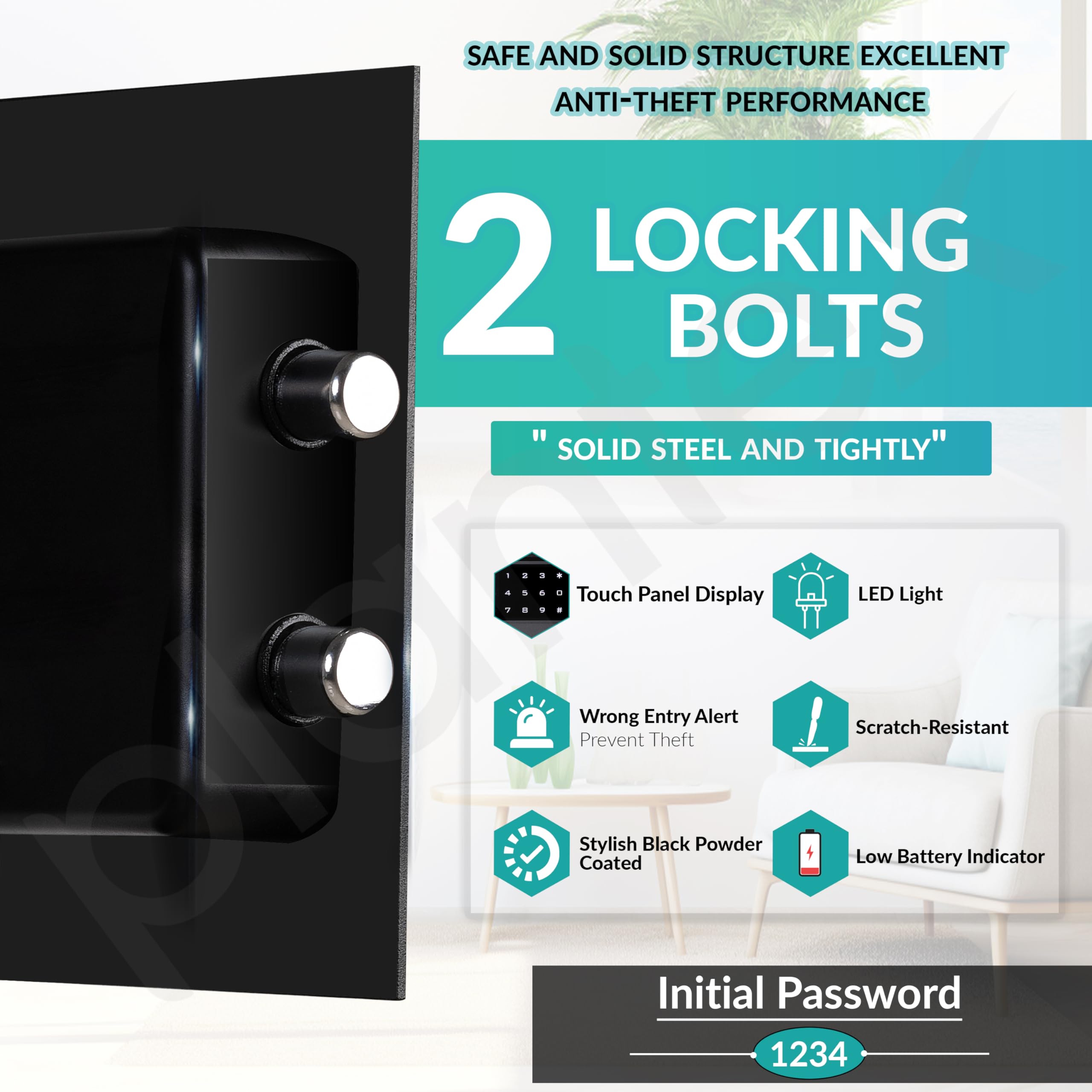 Plantex Digital Locker - Secure Home Safe with Biometric Lock -6