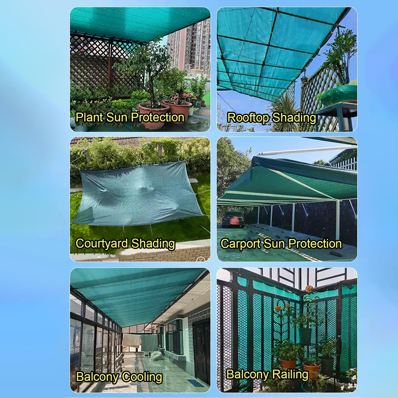 Rete Ombreggiante Verde 96% con Occhielli,Telo Ombreggiante Traspirante Hdpe Panno Vele Parasole per Giardino/Pergola/Piante Da Patio