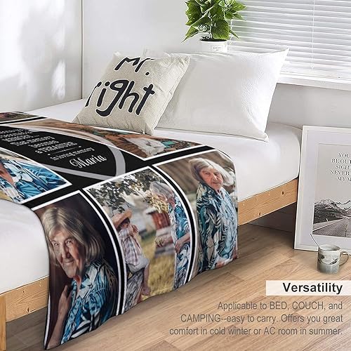 Miniatura 6 de Artsadd Manta conmemorativa personalizada en memoria amorosa de mamá, papá, padre, abuela, abuelo, nana, manta personalizada con foto, nombre,