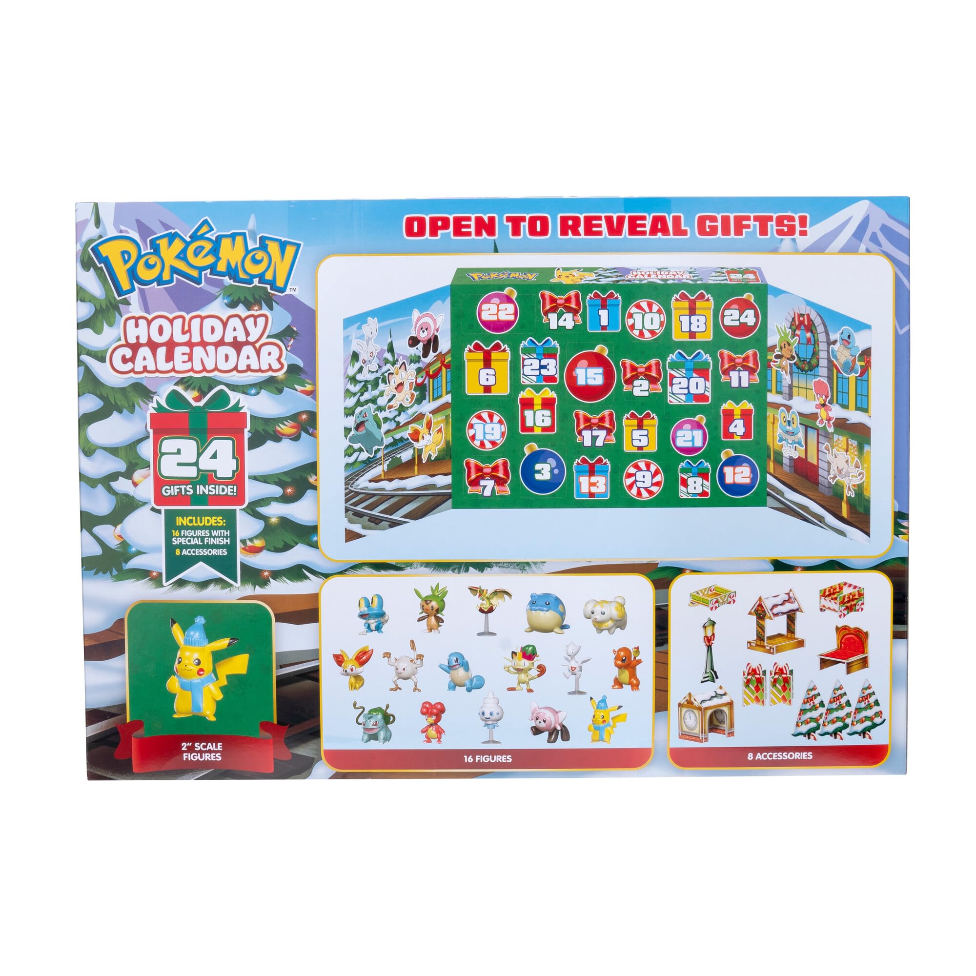 Pokémon Calendario de Adviento Pokémon - Incluye 16 figuras de batalla de 5 cm con acabado especial y ocho accesorios únicos