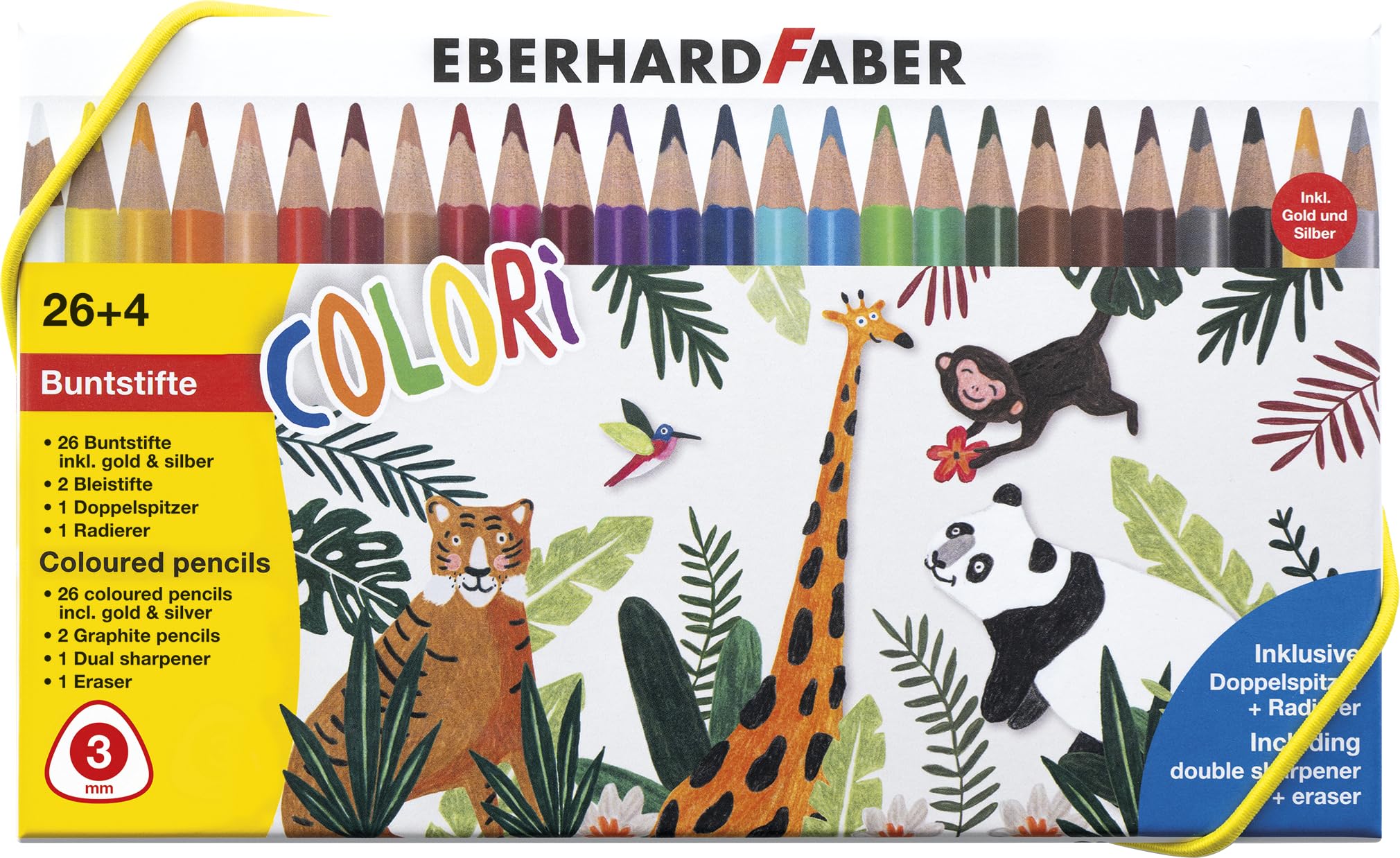Eberhard Faber Colori 514829 Colouring Pencils Set 26+4 Including Sharpener and Eraser, Painting Set from 3 Years