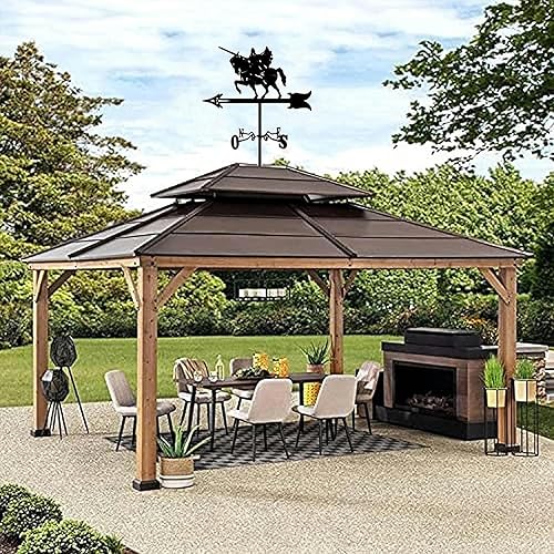 Miniatura 8 de Wind Vane Knight Weathervane - Estaca de jardín de acero inoxidable, herramientas de medición de paletas meteorológicas, indicador de dirección del