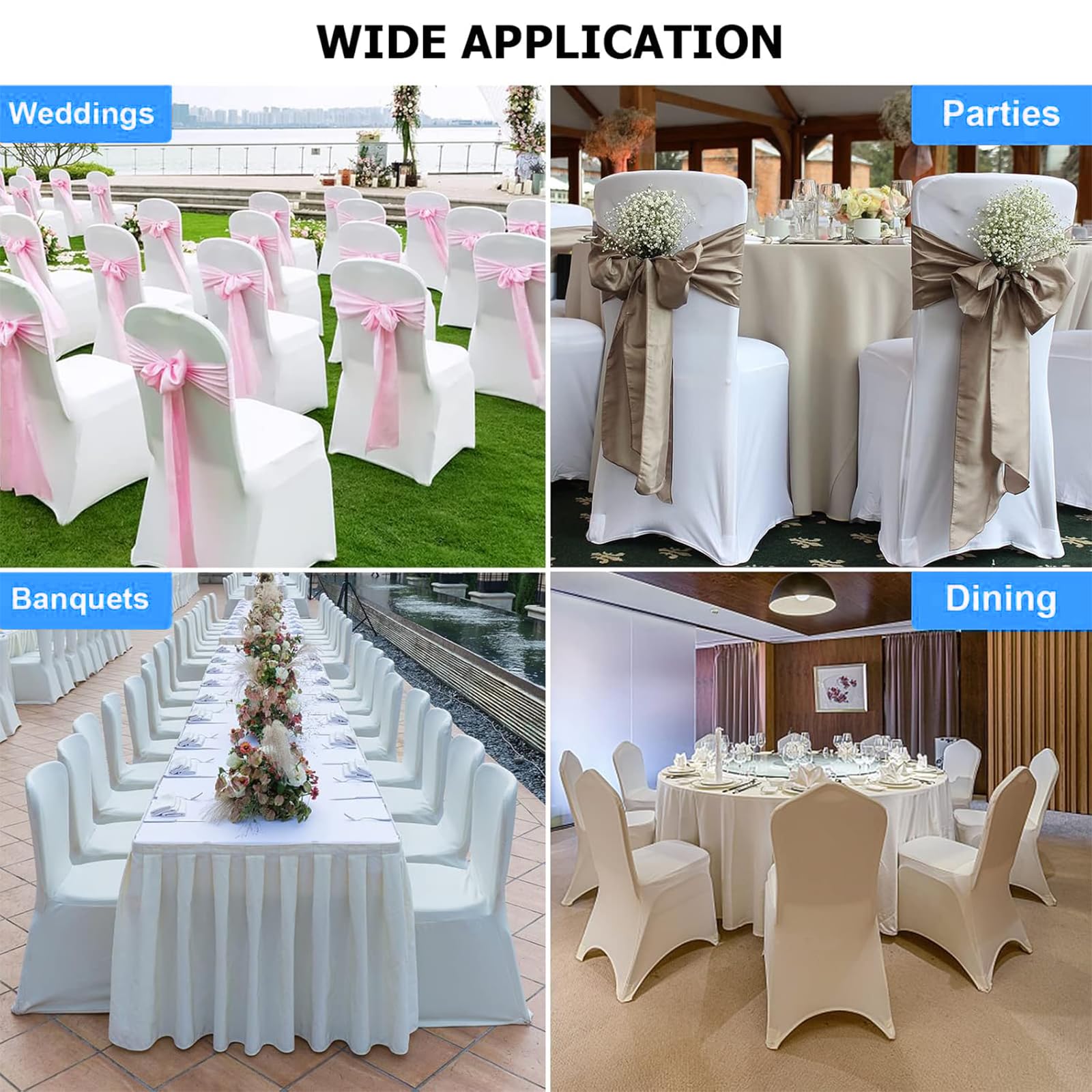 50 Pezzi Coprisedia Spandex Elastico, Copertura Elasticizzata per Sedia Decorativa per Matrimoni Feste Pasti e Banchetti