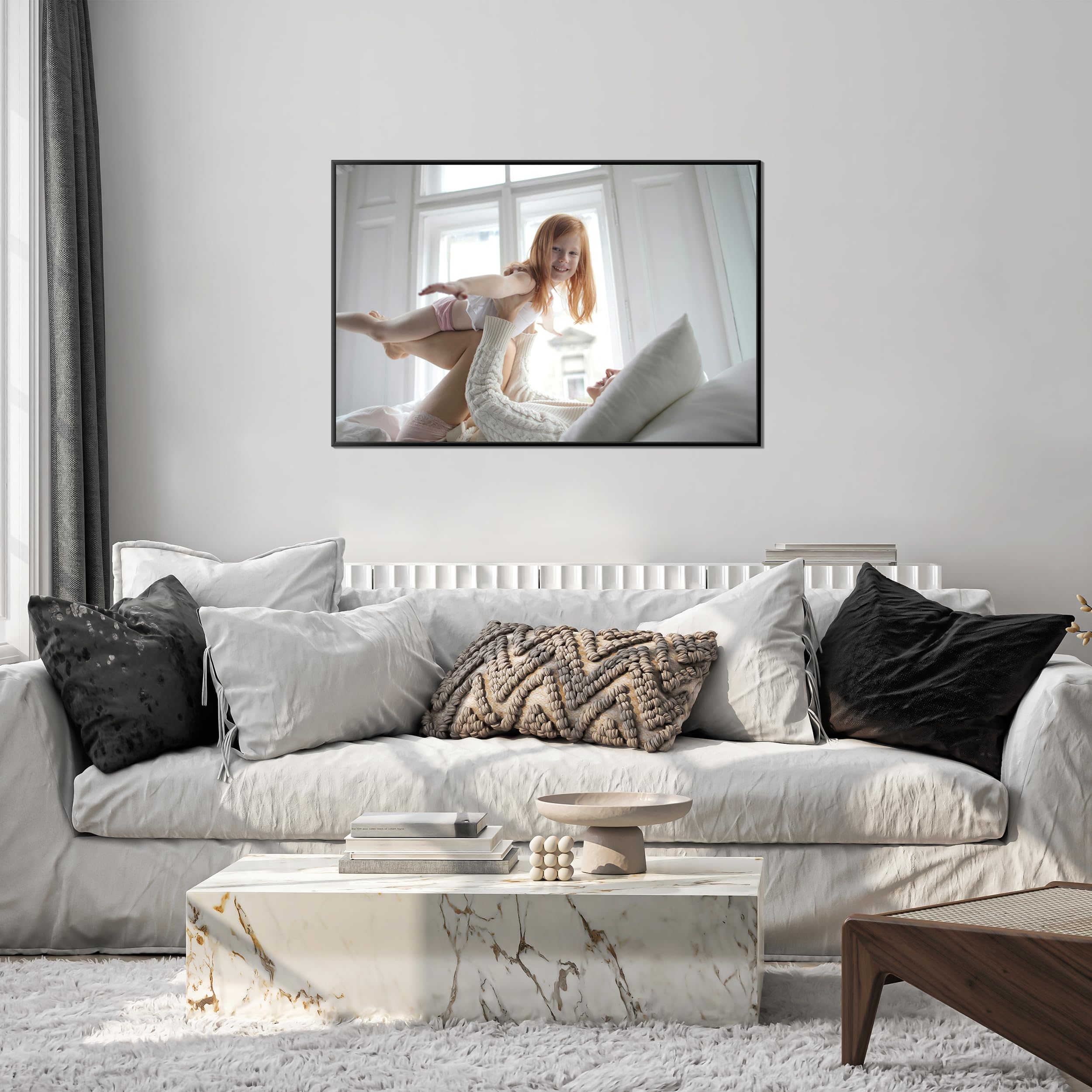 eletecpro Cornice nera per poster, 61 x 91 cm, con 4 strisce staccabili, grande decorazione da parete da appendere orizzontalmente e verticalmente, per poster artistici e film, confezione da 2