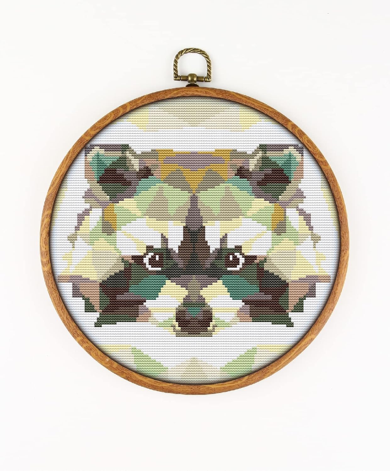 Polygonal Raccoon CS268-1 - Counted Cross Stitch KIT#2. Set of Threads, Needles, AIDA Fabric, Needle Threader, Embroidery Clippers and Printed Color Pattern Inside.