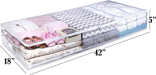 Miniatura 2 de Masirs Bolsa de almacenamiento transparente debajo de la cama, material de vinilo duradero para proteger tu contenido del polvo, la suciedad y la