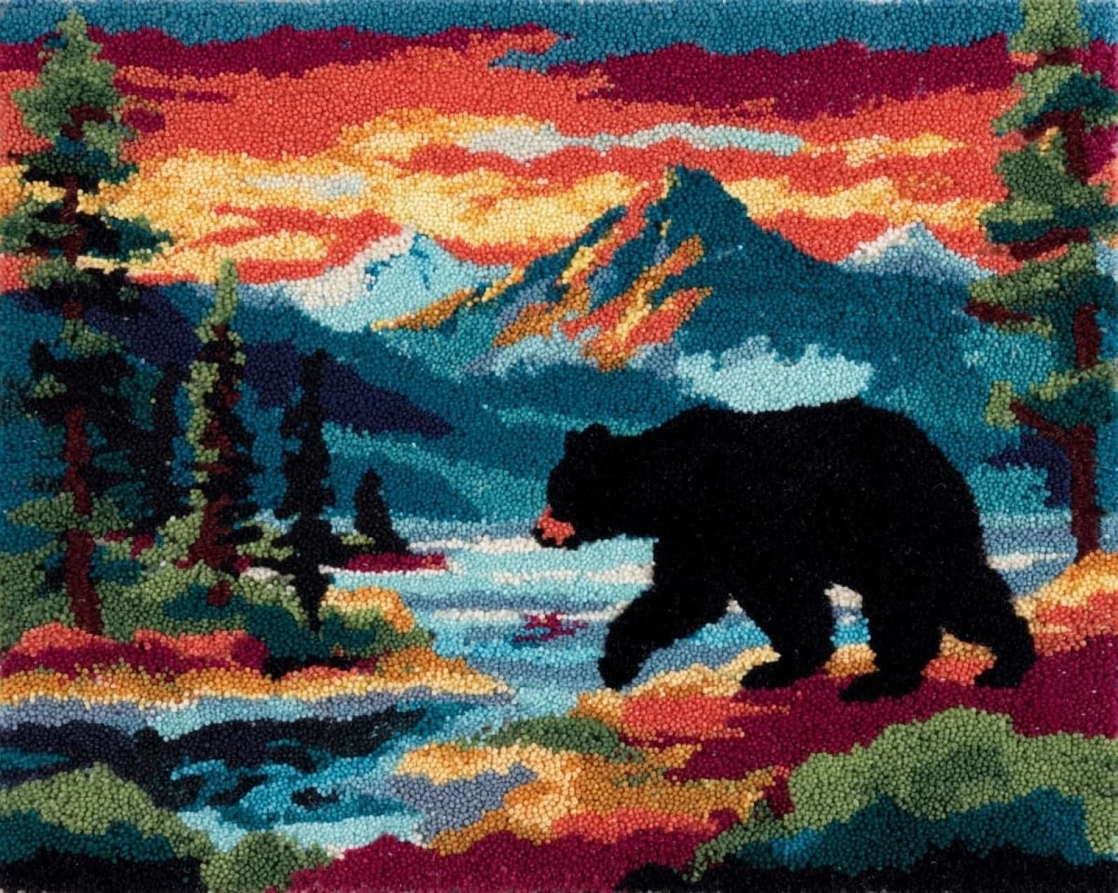 Wallphantom Latch Hook Rug Kits,Brown Bears in the Forest