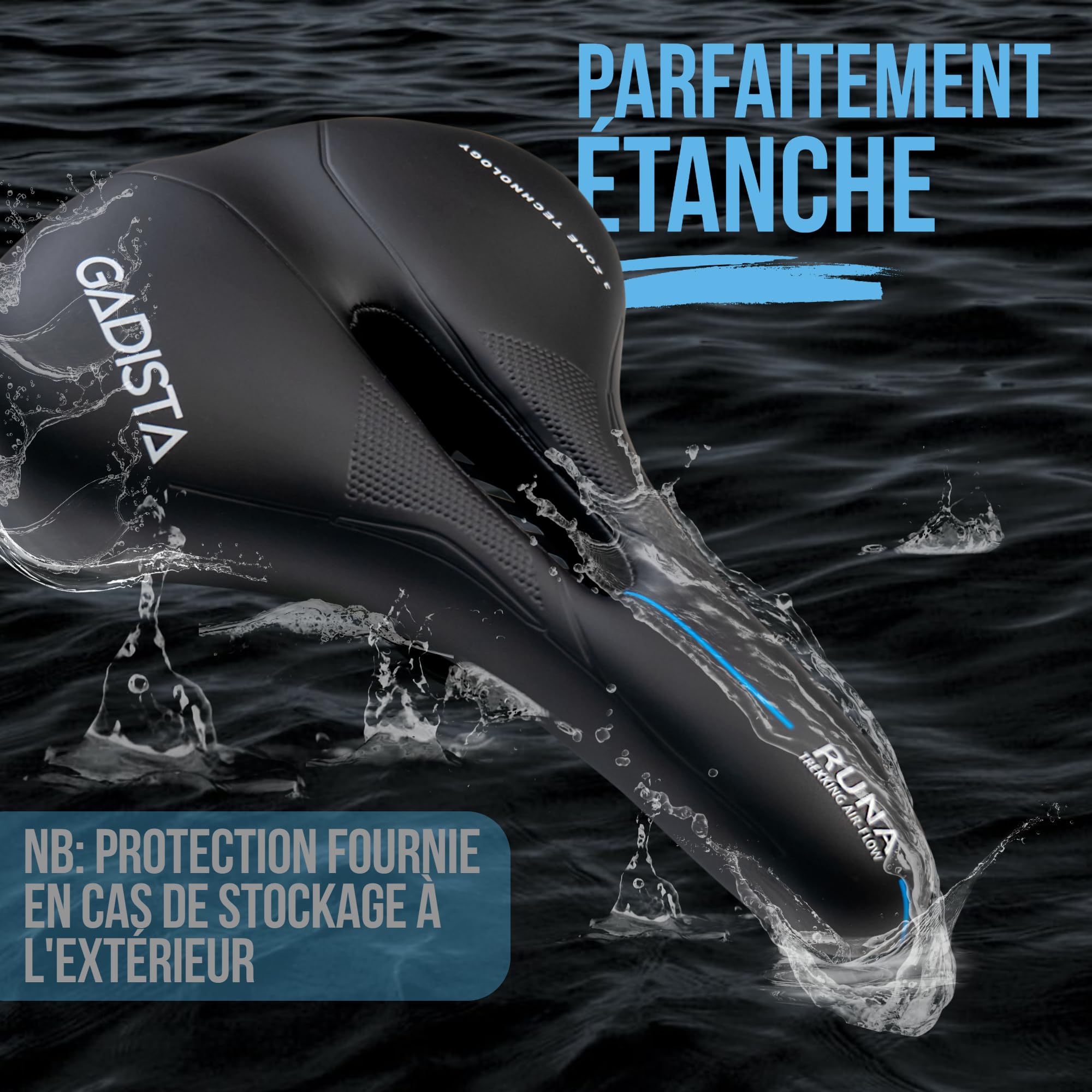 GADISTA Selle VTT Femme Ultra Confortable Ergonomique Ville Randonnée Runa | Fabriquée à la main en Italie, technologie brevetée 3ZONE, canal central et revêtement étanche