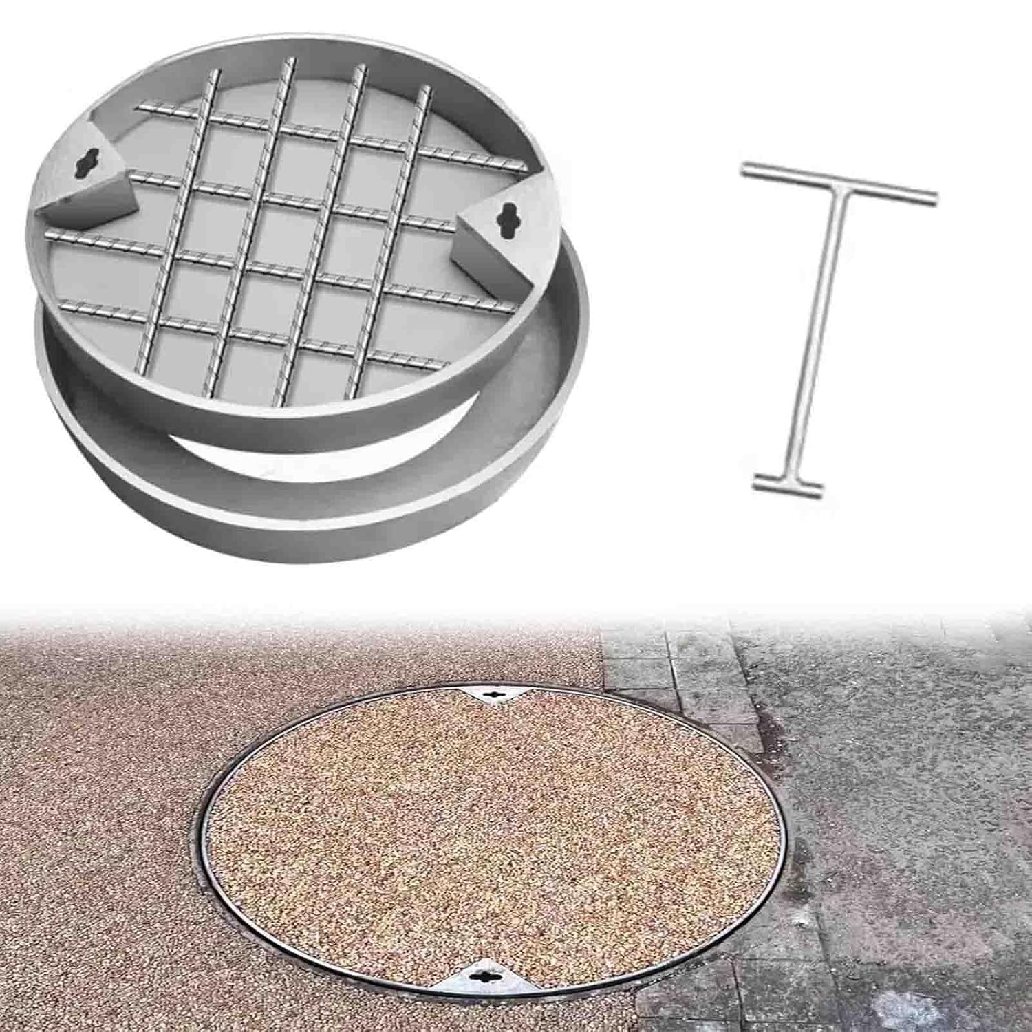 Cubierta para cámara de inspección de tanque séptico de aguas residuales, cubierta de drenaje resistente para patios, jardines, 80 x 80 cm