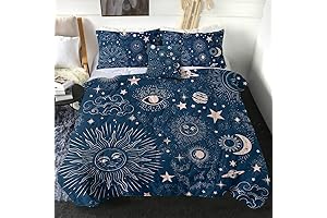 Sleepwish Twin Size Sun Moon and Star Bedding Space Galaxy Comforter for Kids