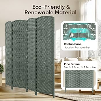 Amazon.com: JOSTYLE Folding Privacy Room Divider, 4 Panel
