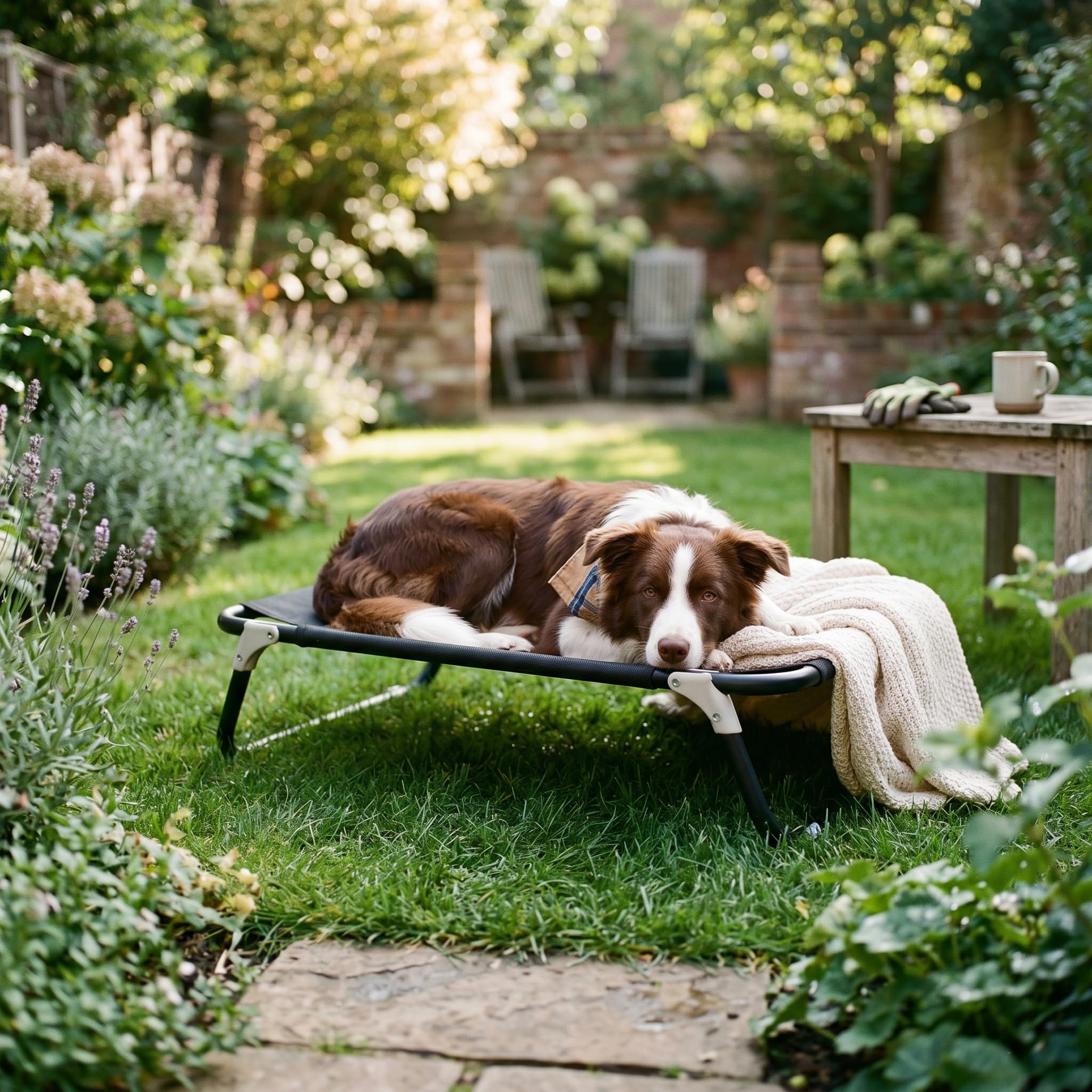 Italian Bed Linen Sogni e Capricci - Brandina Pieghevole per Cani e Gatti, Lettino Rialzato da Esterno e Interno, Struttura Resistente,Nero, 105 x 65 x 18 cm