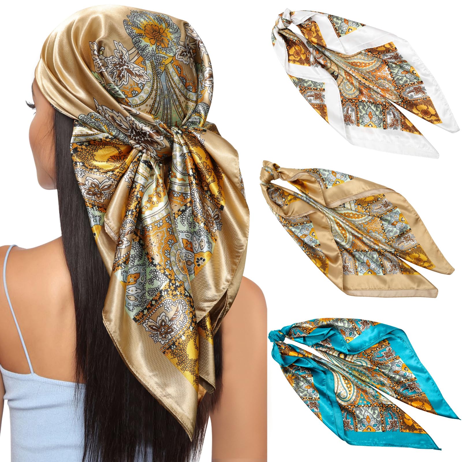 Foulard Donna in Seta, Sciarpa, Bandana Rossa, Bloccare il Sole, Capelli, 1 Pezzo