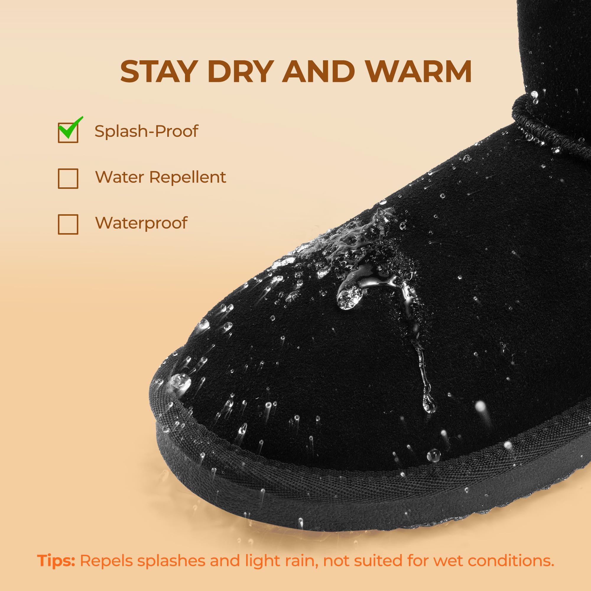 DREAM PAIRS Stivali da Neve da Donna in Vera Pelle, Resistenti Antiscivolo Comodi Caldi Stivaletti Invernali Alla Caviglia FuzzyClassic