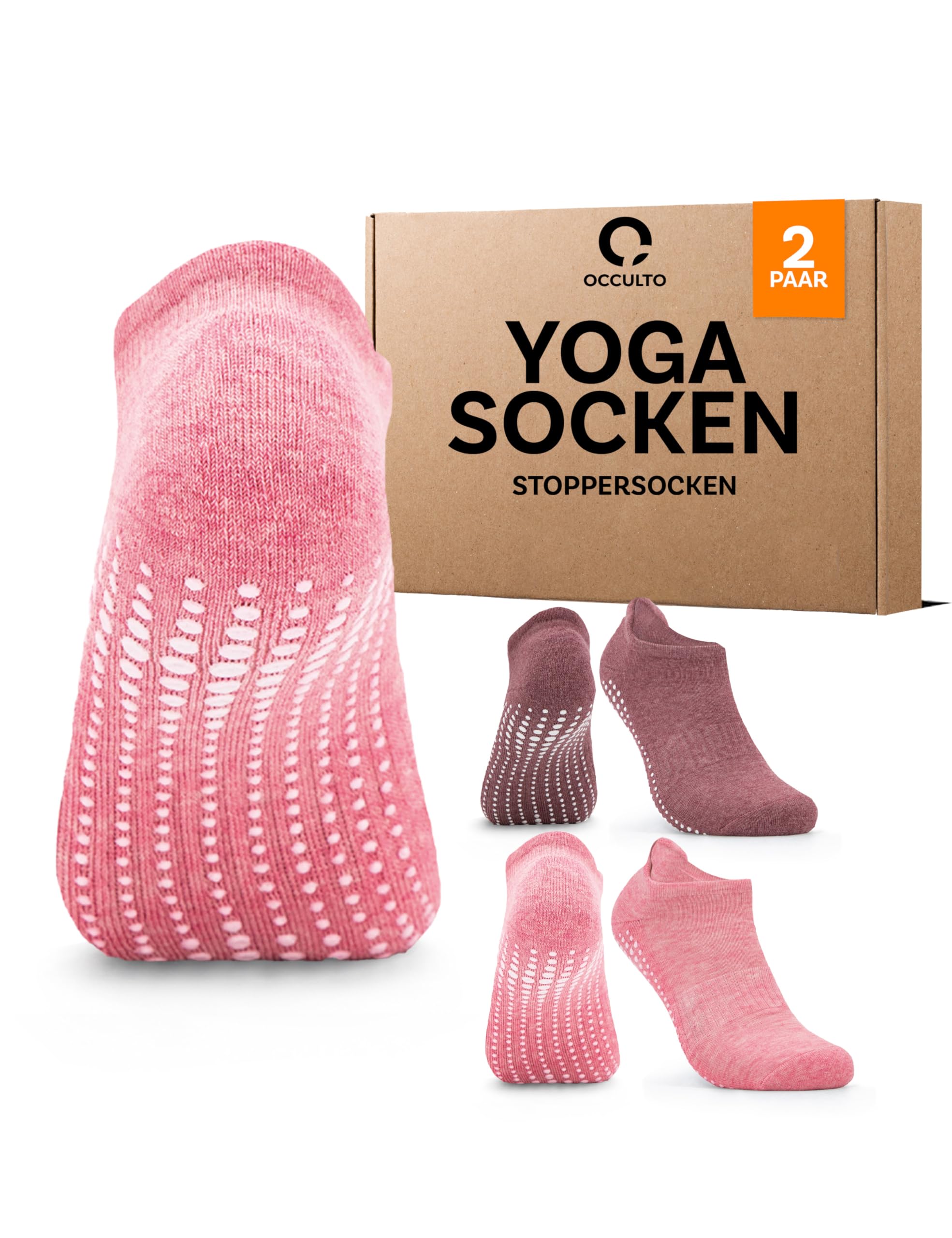 Occulto Damen & Herren Yoga Socken 2er Pack, 4er Pack (Modell: Mady)
