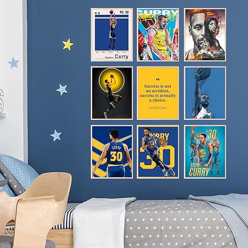 Miniatura 3 de BigWig Prints Póster de Steph Curry - Pósteres de baloncesto para dormitorio de niños, NBA Golden State Warriors, arte de pared de baloncesto,