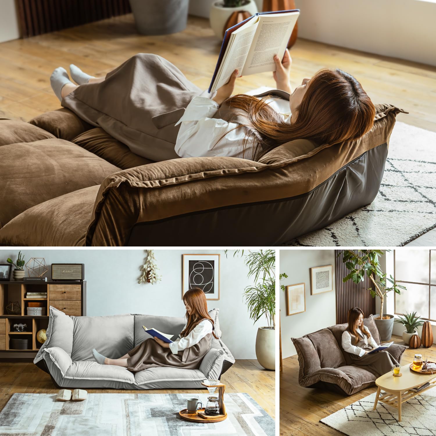 Amazon｜Pure Luxe ソファ フロアソファ ソファーベッド ローソファー 
