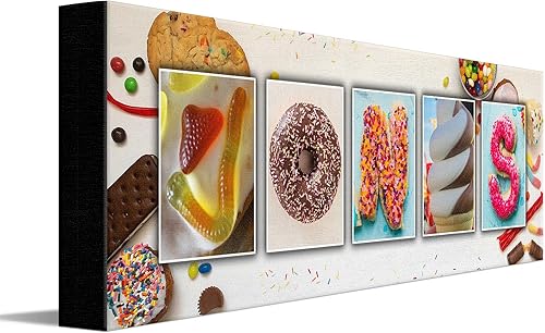 Arte con nombre de dulces y dulces, regalo de postre personalizado (montaje en bloque de 6.5 x 18 pulgadas)