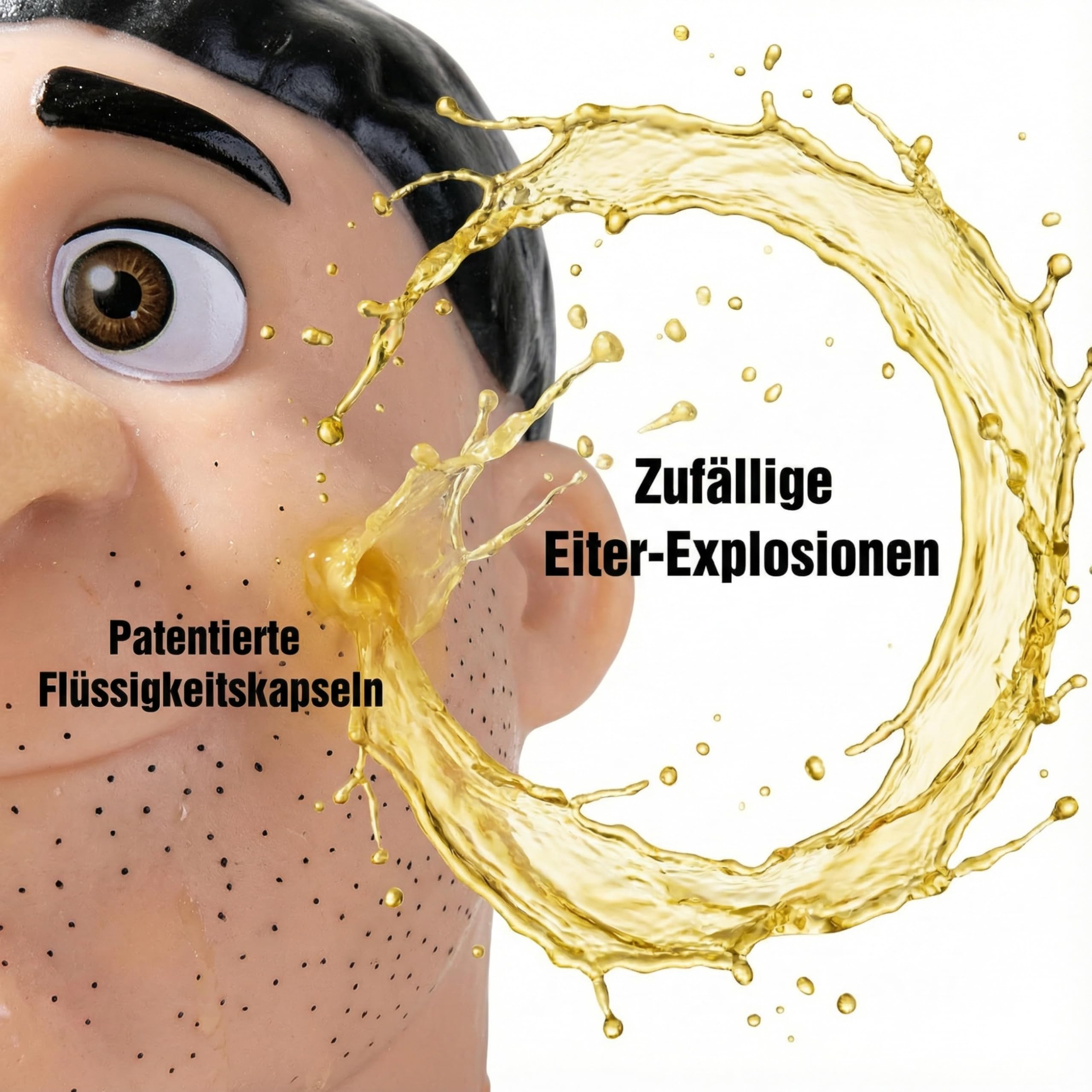 Pickel Ausdrücken Spielzeug 25 cm, Anti Stress Kopf mit Pinzette | realistische Hautstruktur, weiches Silikon, nachfüllbar, Pinzette, Mitesser Spiel, Büro & Zuhause, Geschenkidee